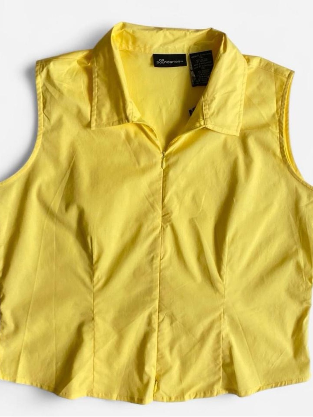 Vintage Y2K deadstock yellow double zip sleeveless top